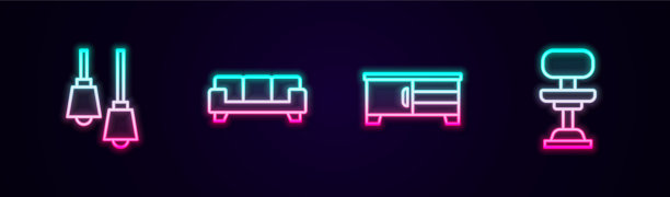 设置线灯、沙发、电视、桌子、台架等图片下载