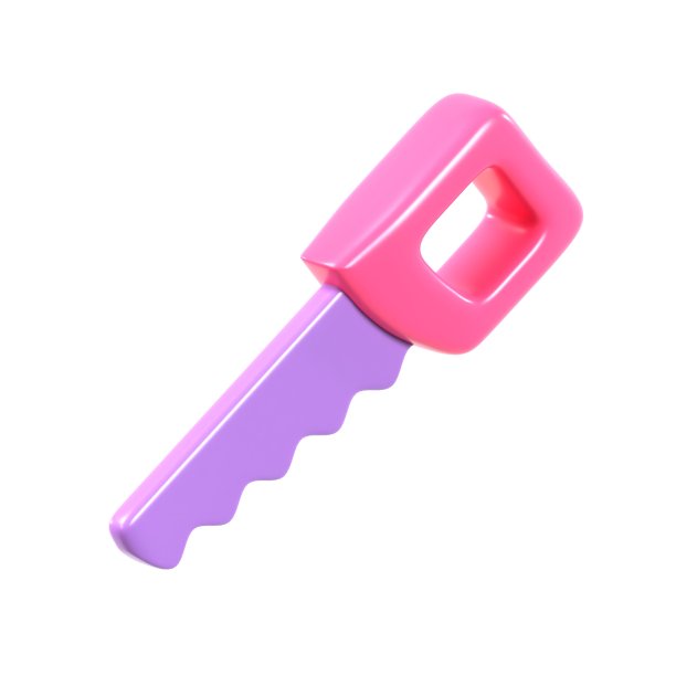 3d渲染插图钢锯孤立在白色背景上。卡通风格的木匠或修理工手锯图标。施工工具。用于切割金属和树木的锯。图片下载