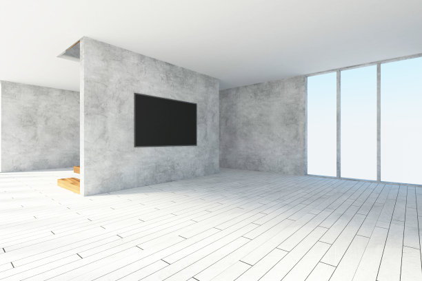 现代空房间室内与大窗户图片下载