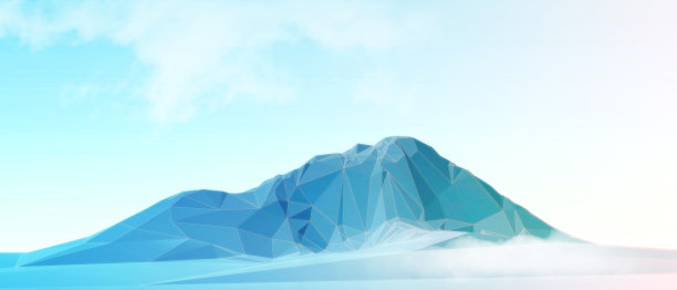 蓝色低聚山线框图片下载