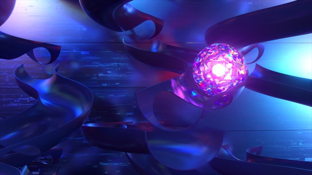 闪亮的钻石球在未来的垂直迷宫。蓝色的颜色。三维演示图片下载