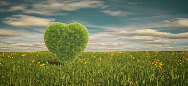 山水美伴两心田，情意相投。三维渲染图片下载