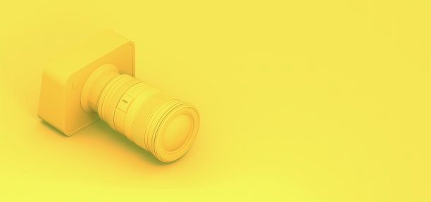 黄色数码单反相机3d插图3d渲染图片下载