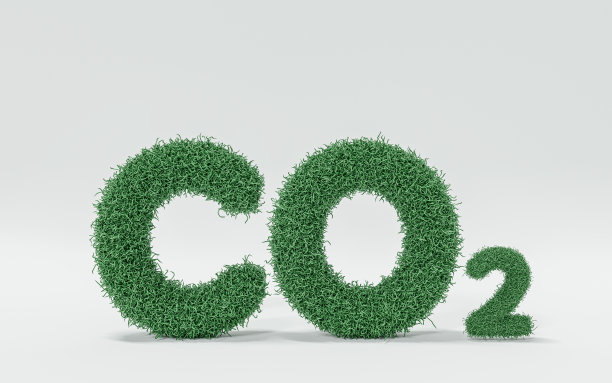 草字拼CO2 3D插图，3D渲染。图片下载