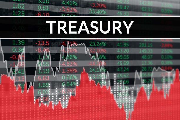 财务术语国库黑色和红色财务背景。金融市场的概念图片下载