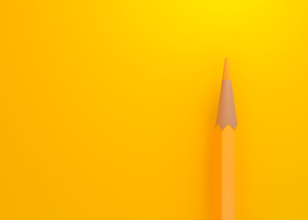 极简主义模板与复制空间由顶视图近距离微距照片的黄色铅笔孤立在亮黄色的纸图片下载