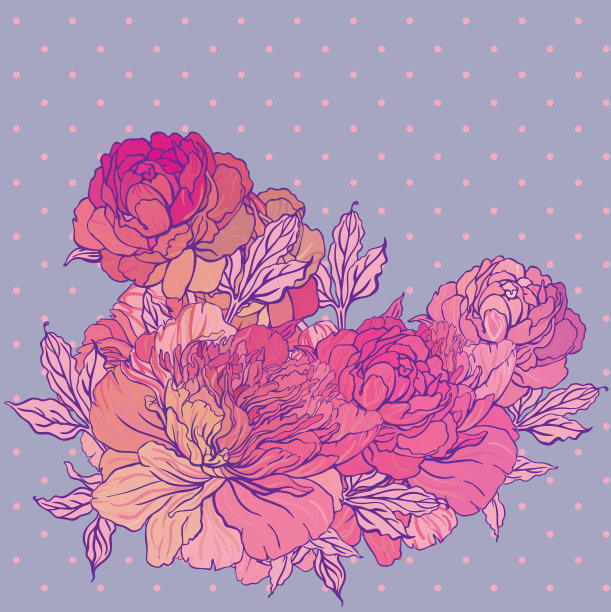 美丽的牡丹花束设计在米色的背景图片下载