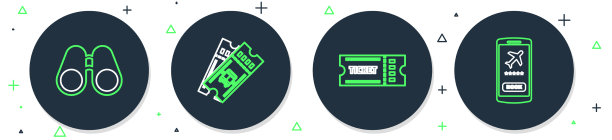 设置线路公交车票、票望远镜和手机图片下载