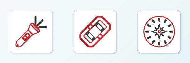 设置直线罗盘、手电筒和漂流船图标图片下载