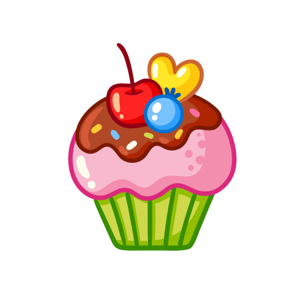 美丽的彩色蛋糕卡通风格。美味的向量甜点图片下载