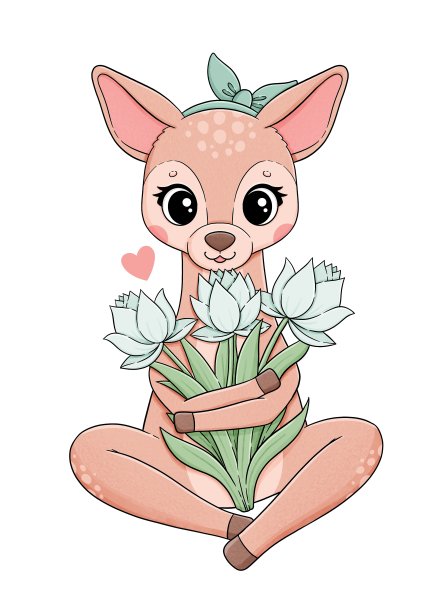 可爱的小鹿带着花图片下载