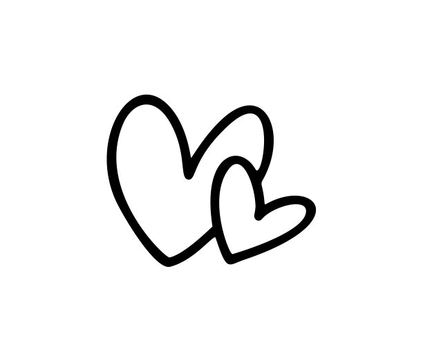 爱单线图标矢量涂鸦两个心。手绘情人节标志。装饰贺卡，婚礼，杯子，照片覆盖，t恤打印，传单，海报设计图片下载