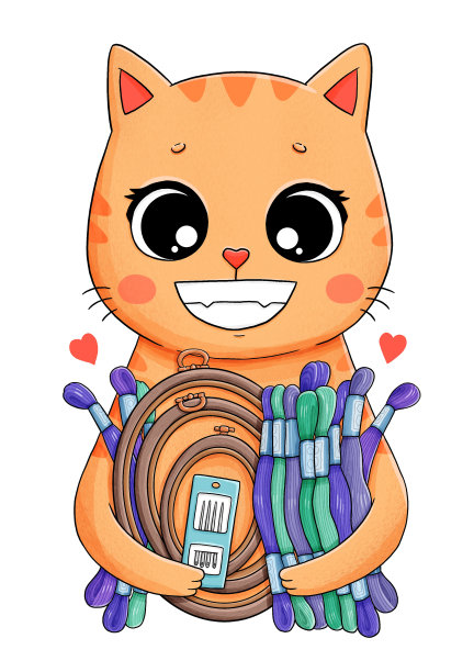 可爱的绣花猫图片下载