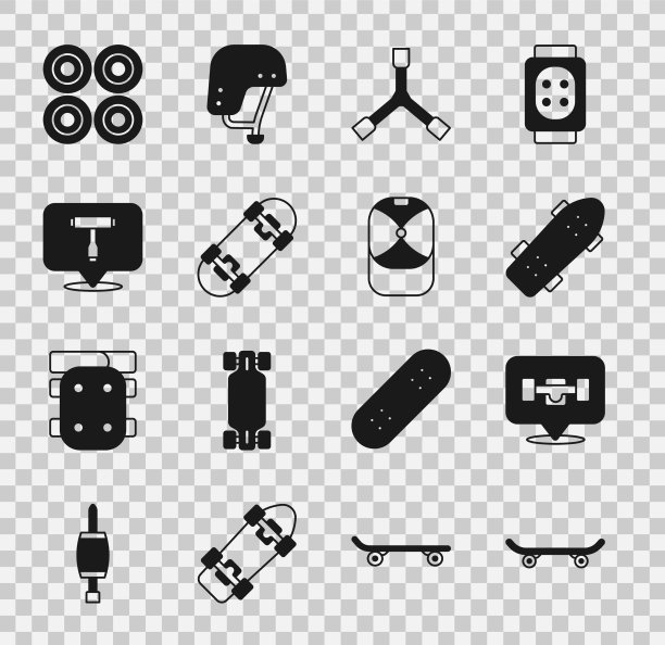 设置滑板轮y形工具t和棒球帽图片下载