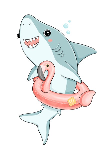 戴着火烈鸟橡胶圈的可爱鲨鱼图片下载
