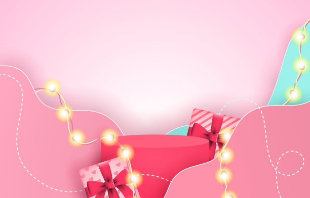 3 d平台的想法。产品展示和情人节主题。粉色的基调。广告设计，化妆产品设计，网络销售和展示设计。展示在底座上的三维矢量插图。图片下载