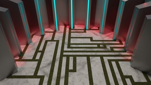 抽象背景的科幻现代未来场体育场舞台公园，三维插图渲染图片下载