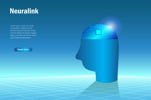 神经链接，将人脑与微芯片连接到人工智能计算机上。未来背景下的智能创新技术。图片下载