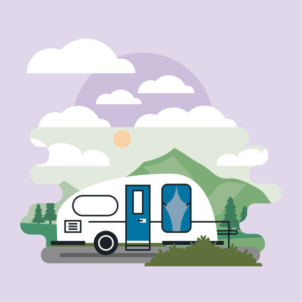 风景中的白色露营车图片下载