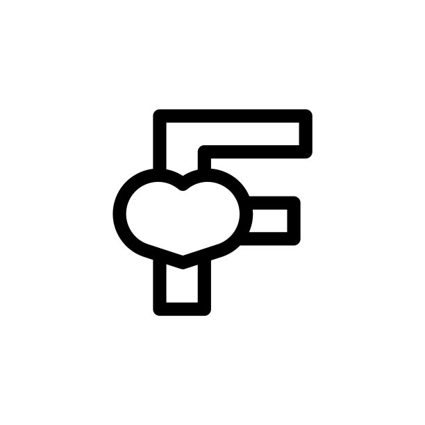 字母F爱心线条风格LOGO图片下载
