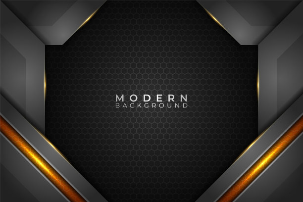 摘要背景现代灰色金属重叠层与发光的黄色线图片下载