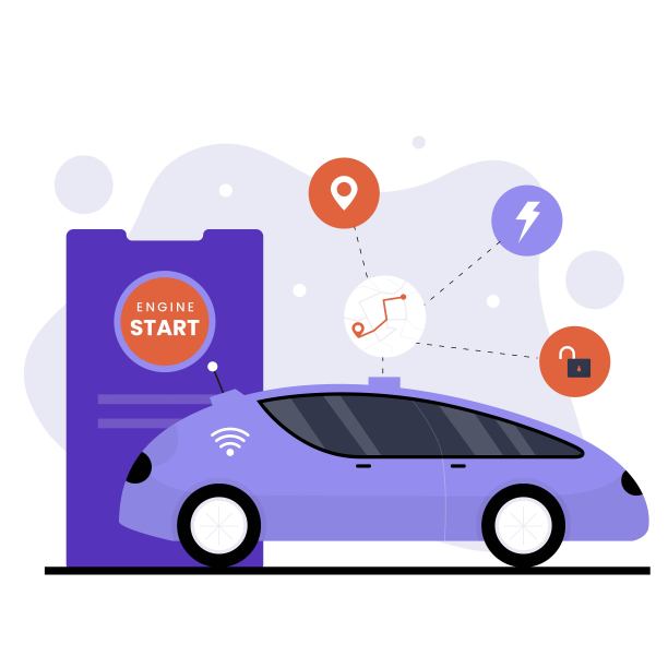 自动驾驶智能汽车插画设计概念图片下载