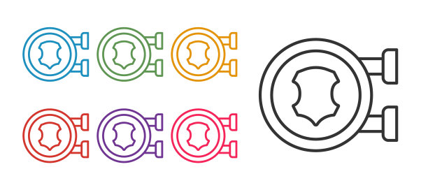 设置线皮革图标孤立在白色背景。设置图标丰富多彩。向量图片下载