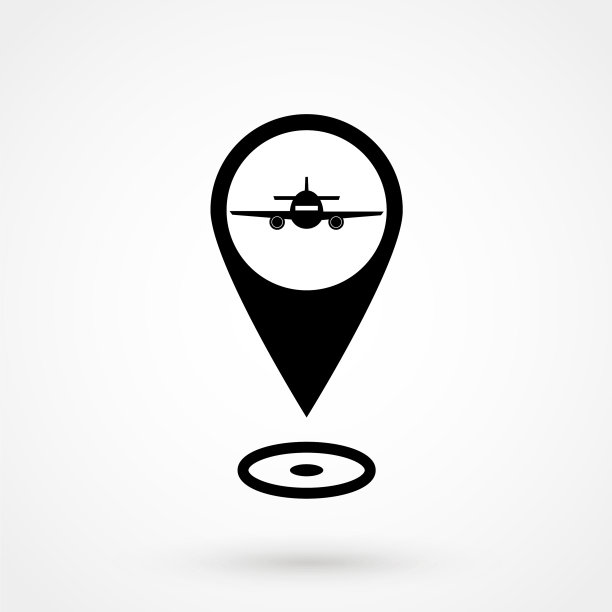 地图指针飞机-黑色图标图片下载