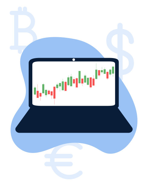笔记本电脑屏幕上的股票市场图表。技术分析烛台图。图片下载