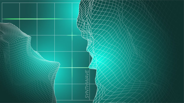 扭曲的全息霓虹网格矢量图像，复古的未来主义风格图片下载