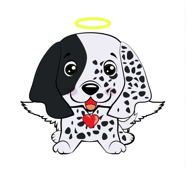 搞笑小狗狗媒体图标的插图笑脸，快乐的狗天使图片下载