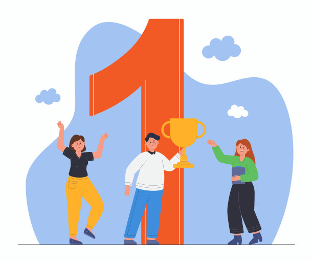 拿着冠军奖杯的企业员工图片下载