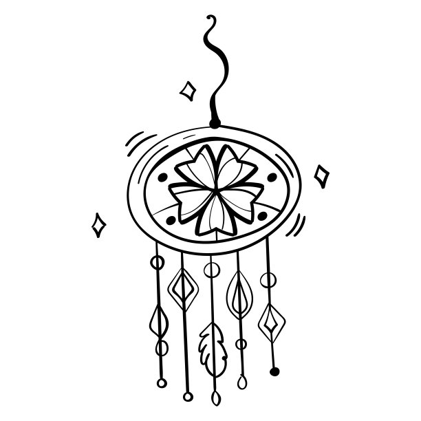 波西米亚捕梦网手绘矢量插图涂鸦风格。印度民族图片下载