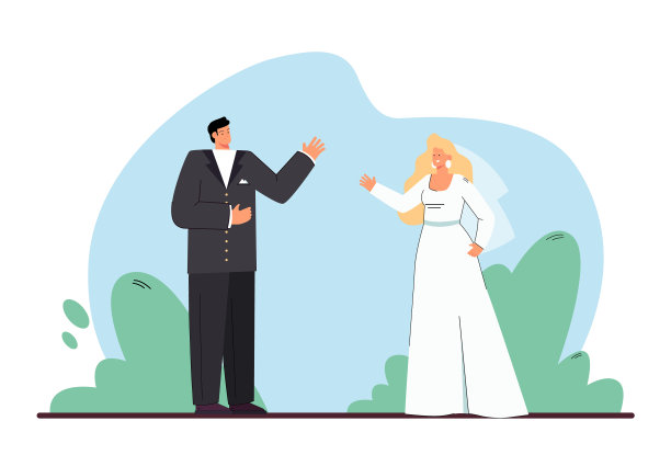 卡通新娘和新郎结婚了图片下载