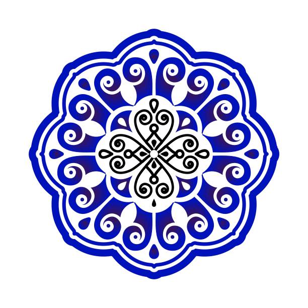 蓝色和白色圆形花图片下载