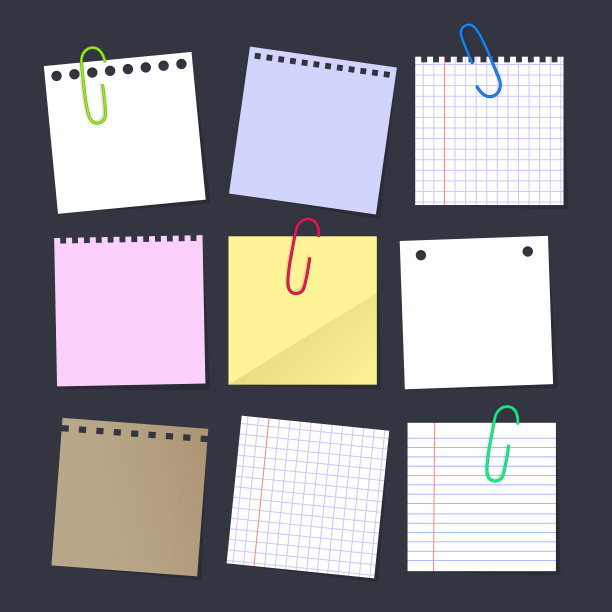 白色的纸与透明胶带设置。粘性纸与粘性透明胶带条纹矢量插图。提醒信息页图片下载