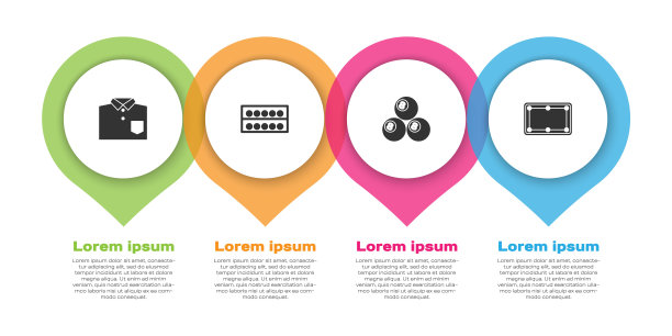 把保龄球衫、台球放在架子上和桌子上。业务信息模板。向量图片下载
