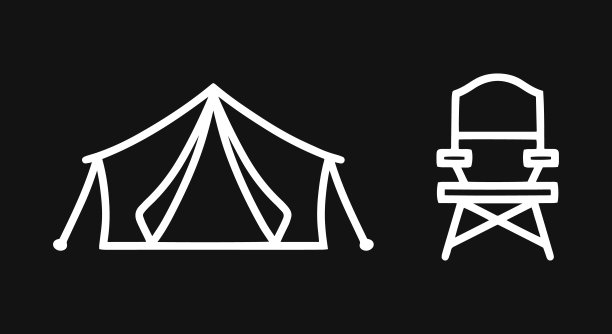 涂鸦旅游帐篷和椅子剪贴画。素描的冒险。手绘矢量库存插图。每股收益10图片下载