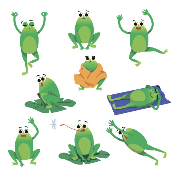 可爱的绿色蟾蜍卡通形象图片下载