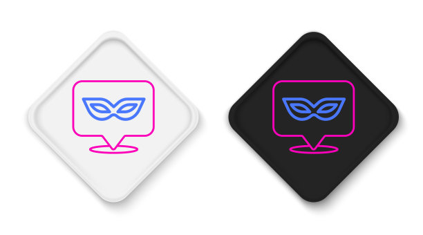 线条嘉年华面具图标孤立在白色背景上。化妆舞会面具。色彩斑斓的轮廓的概念。向量图片下载