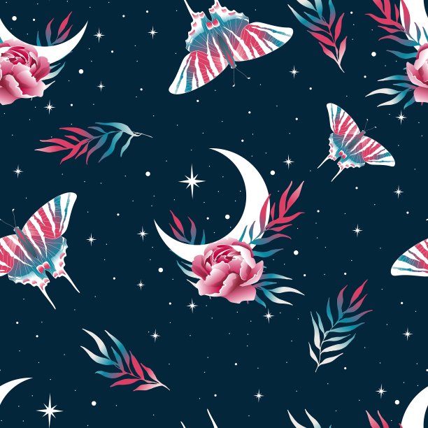 花卉图案与蝴蝶和花朵。图片下载