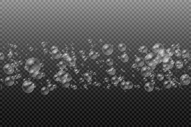 一套逼真的彩色水肥皂泡。图片下载