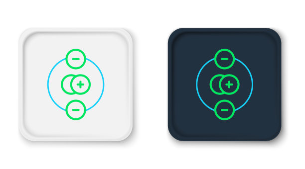 线原子图标孤立在白色背景上。象征科学、教育、核物理、科学研究。色彩斑斓的轮廓的概念。向量图片下载