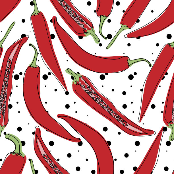 红辣椒无缝辣椒图案图片下载