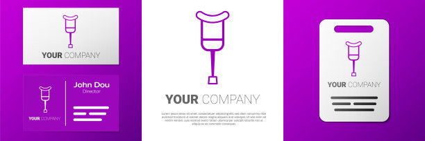 标识拐杖或拐杖图标孤立在白色背景。肌肉骨骼系统疾病患者的康复设备。Logo设计模板元素。向量图片下载