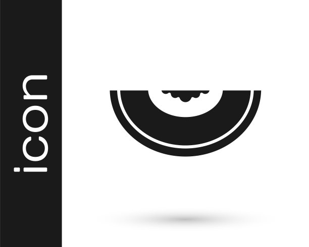 黑瓜水果图标孤立在白色背景。向量图片下载