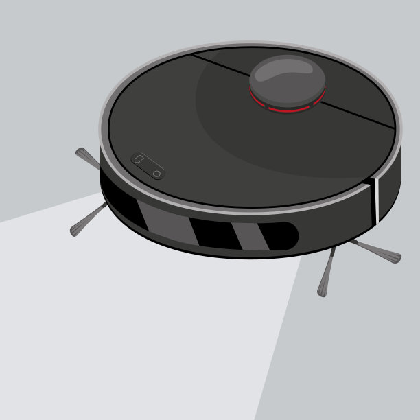 用于打扫房间的吸尘器机器人，彩色矢量孤立插图图片下载
