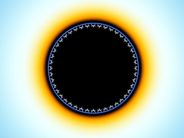 圆形分形框架黄色射线在软蓝色背景图片下载