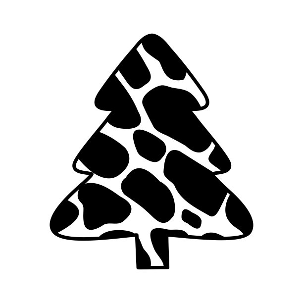 印有奶牛图案的圣诞树。圣诞树与奶牛图案的收集。横幅，明信片，贺卡的新年设计的彩色插图。矢量插图。图片下载