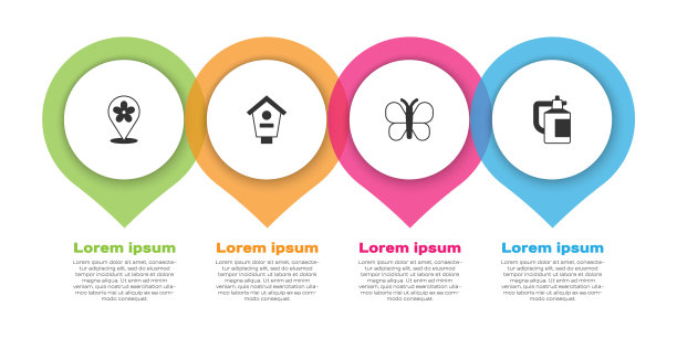 设有花、鸟、蝶、花园喷雾器供施肥。业务信息模板。向量图片下载